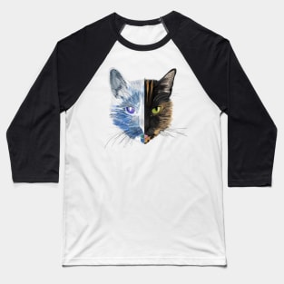 Tortoiseshell Cat Digital Art (Invert Left) Baseball T-Shirt